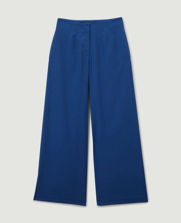 Pantalon large en toile bleu marine - Pimkie