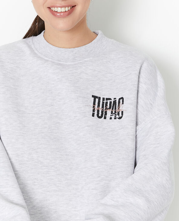 Sweat col rond Tupac gris chiné - Pimkie