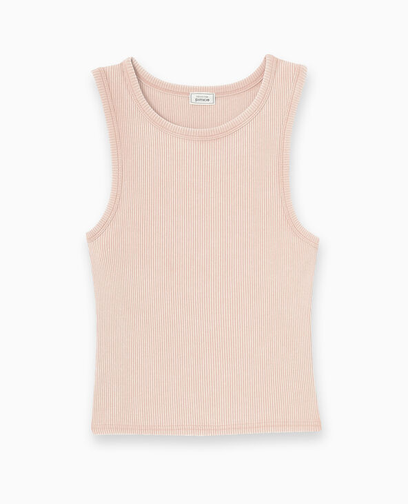 Débardeur court en maille côtelée acid wash taupe - Pimkie