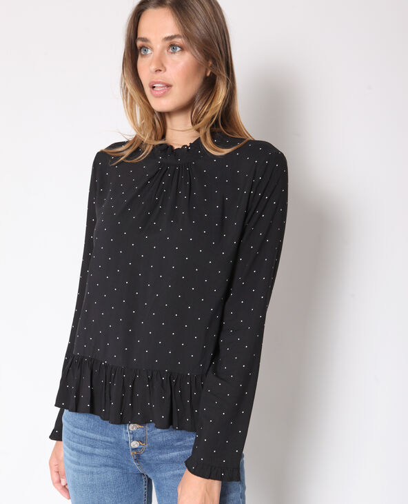 Blouse à petits pois noir - Pimkie