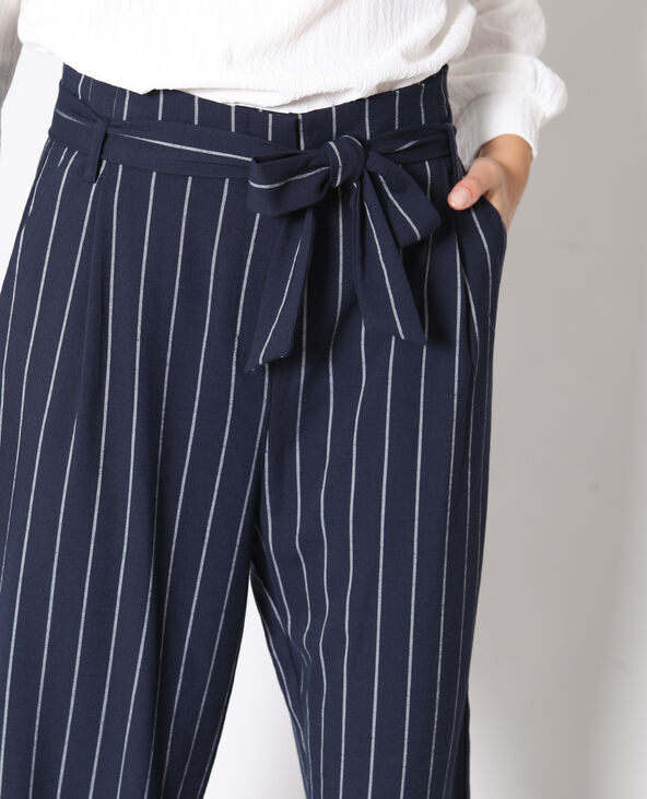 Pantalon large à rayures bleu marine - Pimkie