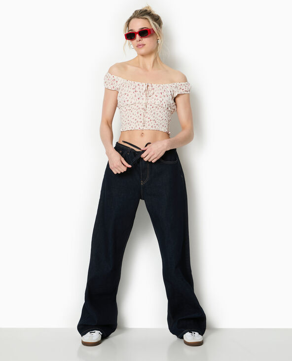 Top court forme empire avec petites fleurs blanc - Pimkie