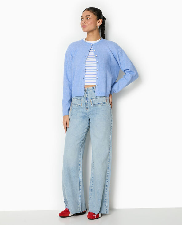 Jean droit taille haute fausses poches devant bleu - Pimkie