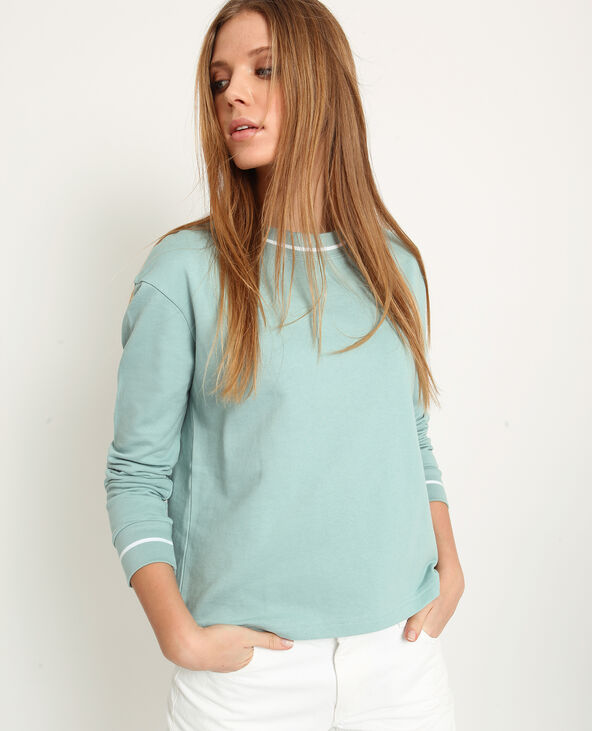 Sweat uni vert de gris - Pimkie
