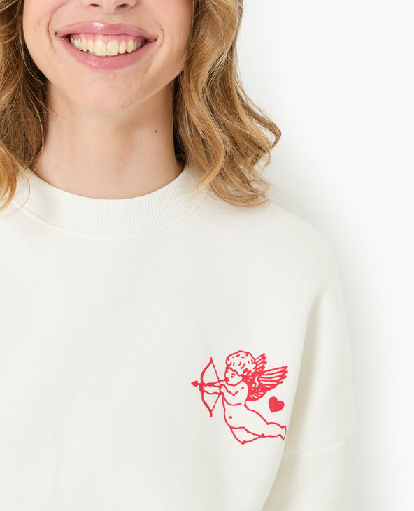 Sweat oversize avec print poitrine et dos  blanc - Pimkie