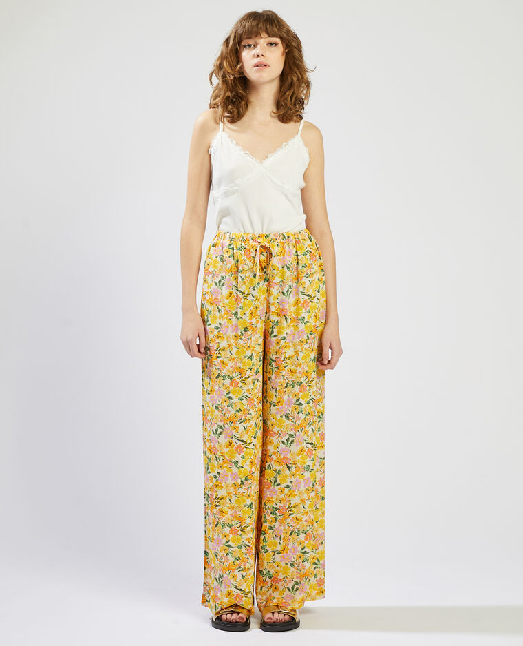 Pantalon fluide à motif fleurs orange - Pimkie