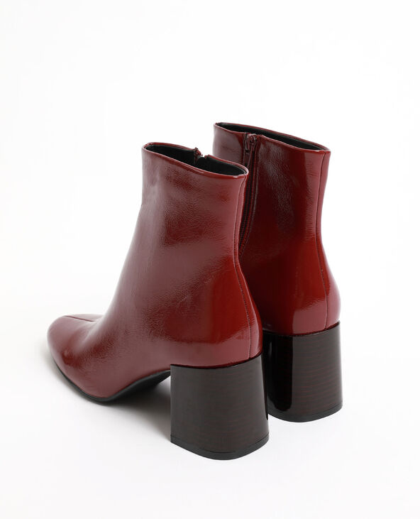 Bottines à talons vernis bordeaux - Pimkie