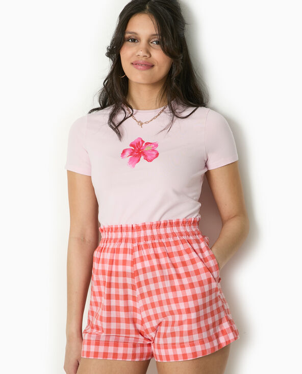 T-shirt ajusté avec print devant rose clair - Pimkie