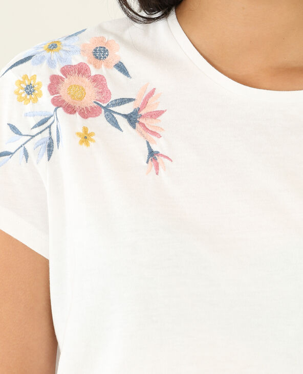 T-shirt brodé blanc - Pimkie