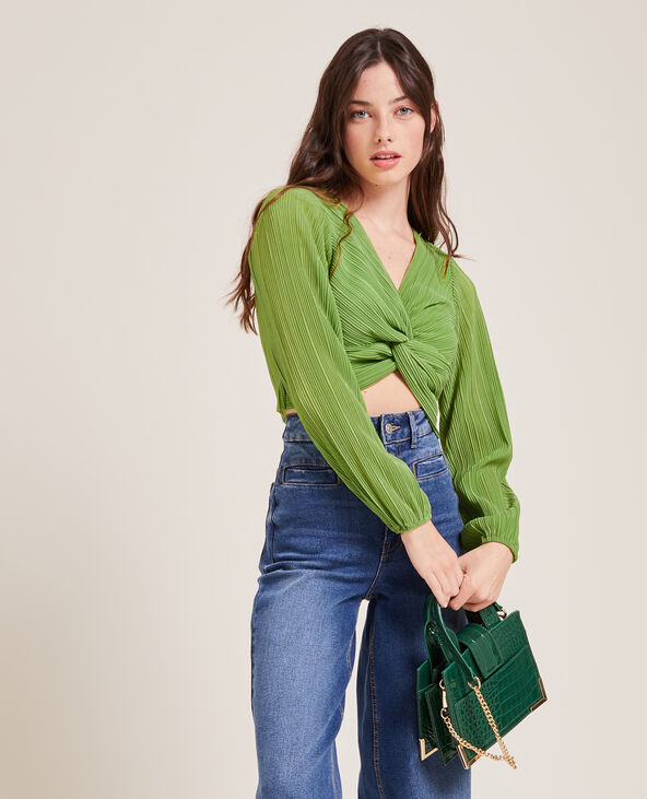 Top plissé permanent vert olive - Pimkie