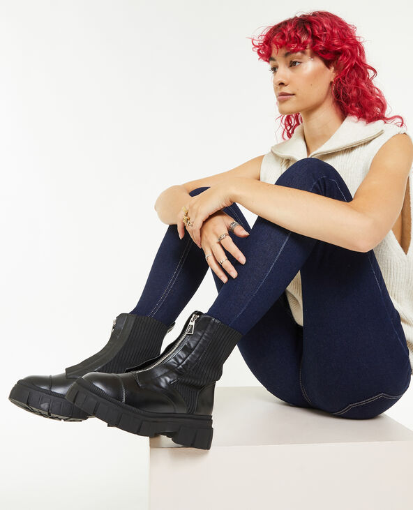 Boots zippées bimatières noir - Pimkie