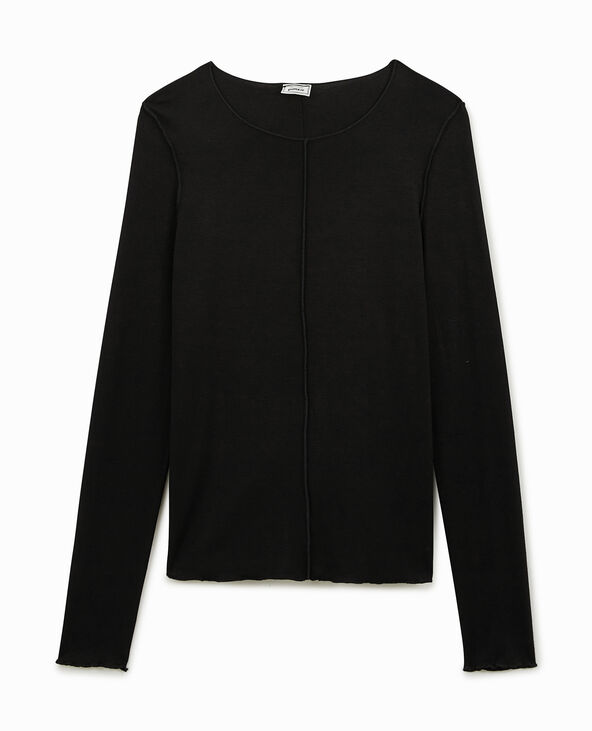 Top manches longues avec coutures apparentes noir - Pimkie