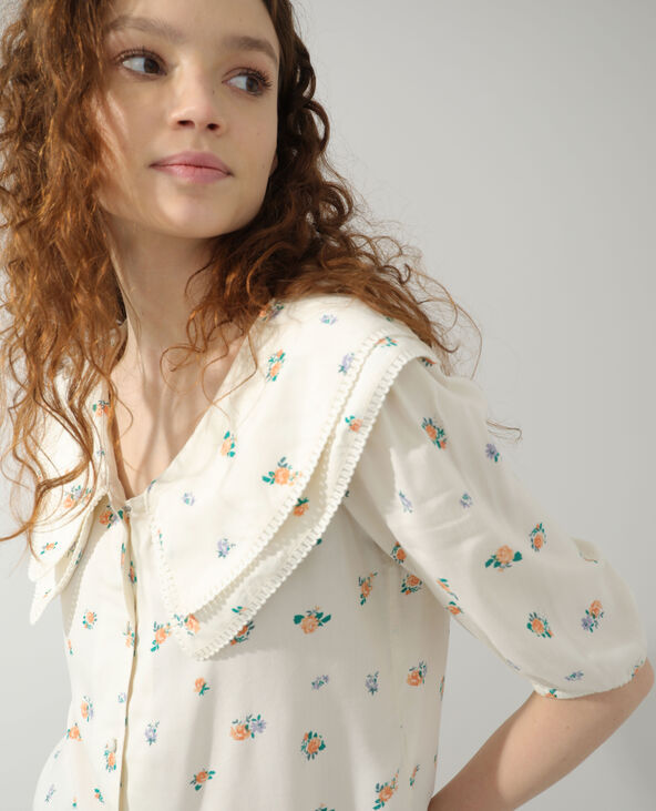 Chemise fleurie maxi col écru - Pimkie