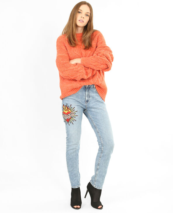 Pull torsadé orange - Pimkie