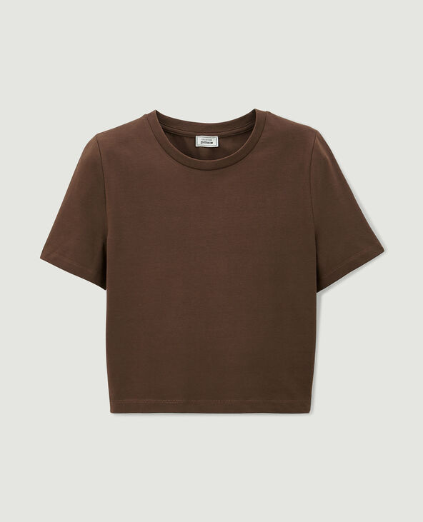 T-shirt cropped marron - Pimkie