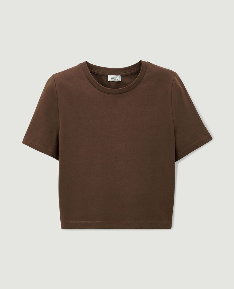 T-shirt cropped marron - Pimkie