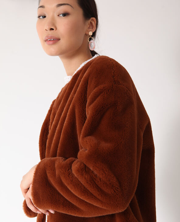 Manteau court en fausse fourrure doré - Pimkie