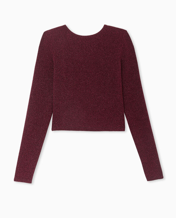 Top en maille lurex dos encolure carrée rouge - Pimkie