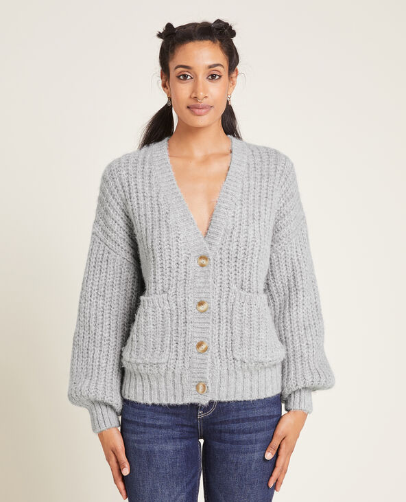 Gilet gris grosse maille outlet