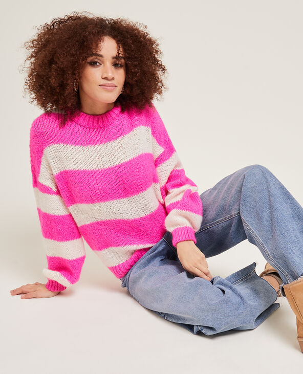 Pull col rond rose fuchsia - Pimkie