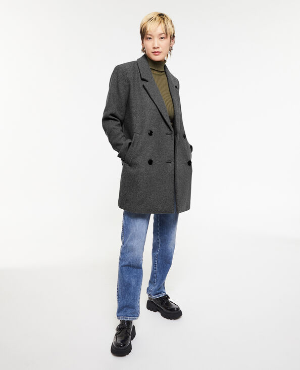 Manteau court drap de laine gris foncé - Pimkie