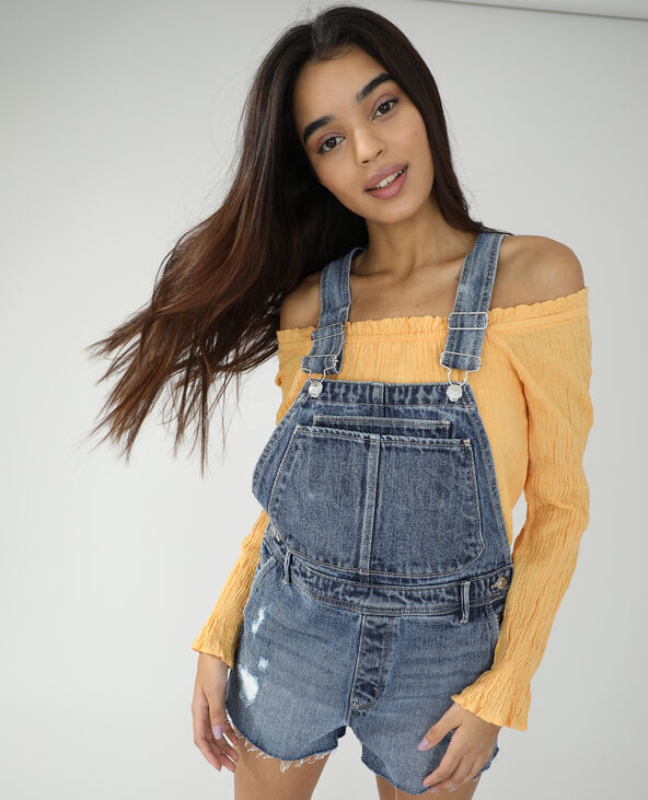 Salopette short en jean bleu - Pimkie