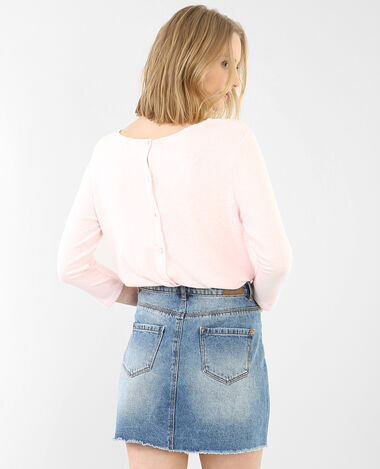 Pull doux boutonné dos rose clair - Pimkie