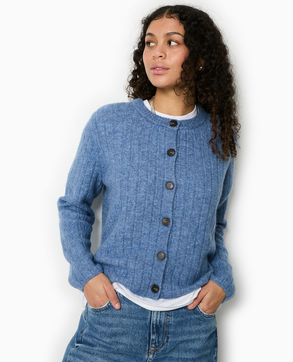 Gilet en maille côtes plates bleu - Pimkie