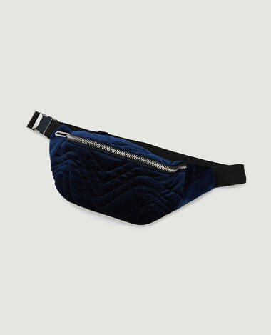 Sac banane matelassé en velours ras bleu marine - Pimkie