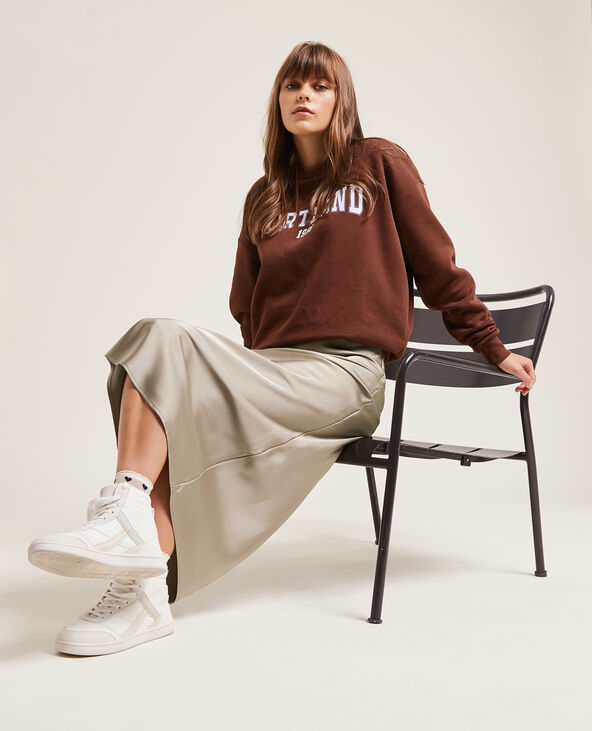 Jupe longue en satin taupe - Pimkie