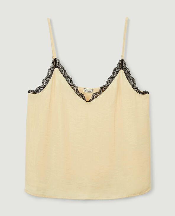 Top dentelle à bretelles écru - Pimkie