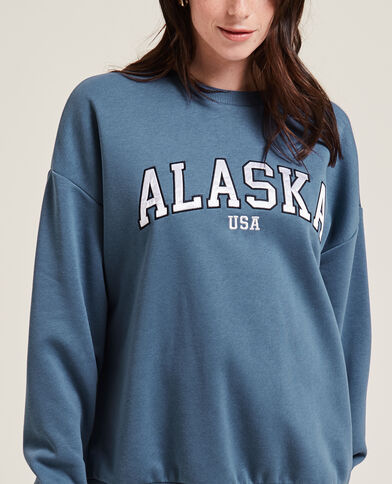 Sweat col rond oversize bleu - Pimkie