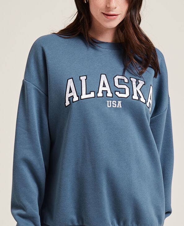 Sweat col rond oversize bleu - Pimkie