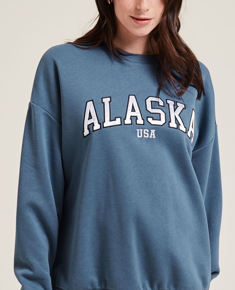 Sweat col rond oversize bleu - Pimkie