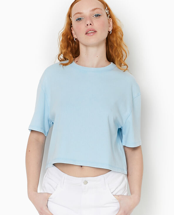 T shirt court en coton epais effet delave