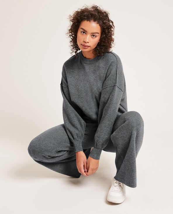Pull large en maille gris chiné - Pimkie