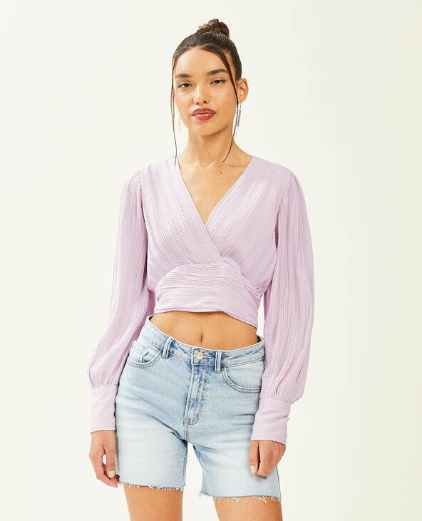 Top effet drapé à manches longues lilas - Pimkie