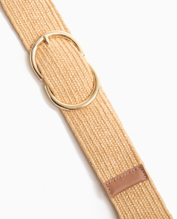 Ceinture élastiquée en raphia beige - Pimkie