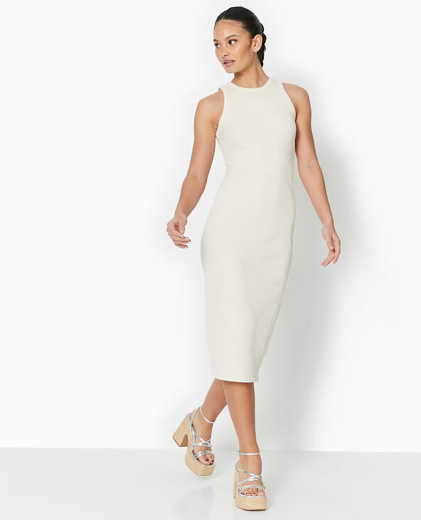 Robe débardeur midi en maille côtelée blanc - Pimkie