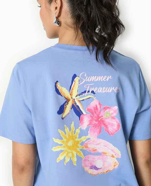 T-shirt oversize avec print devant et dos bleu - Pimkie