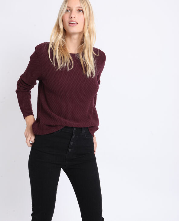 Pull en maille fantaisie bordeaux - Pimkie