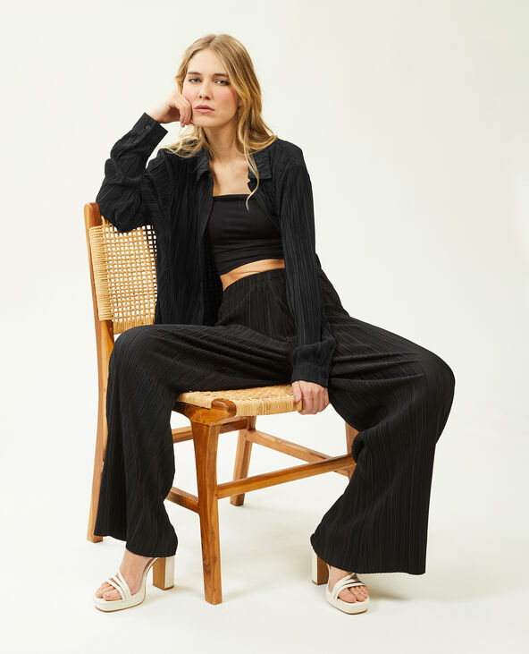 Chemise maille plissée noir - Pimkie