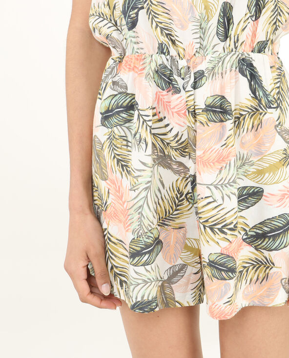 Combishort imprimé tropical blanc - Pimkie