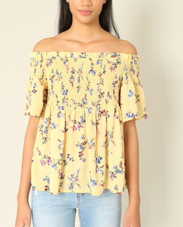 Blouse à fleurs Jaune pâle - Pimkie