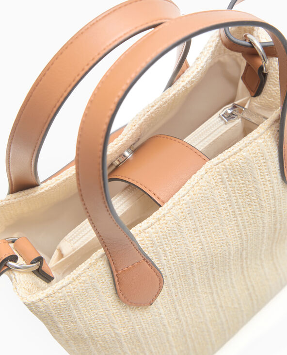 Sac en raphia avec poignées et bandoulière beige - Pimkie