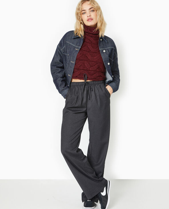 Pull cropped col roulé et manches chauve-souris bordeaux - Pimkie