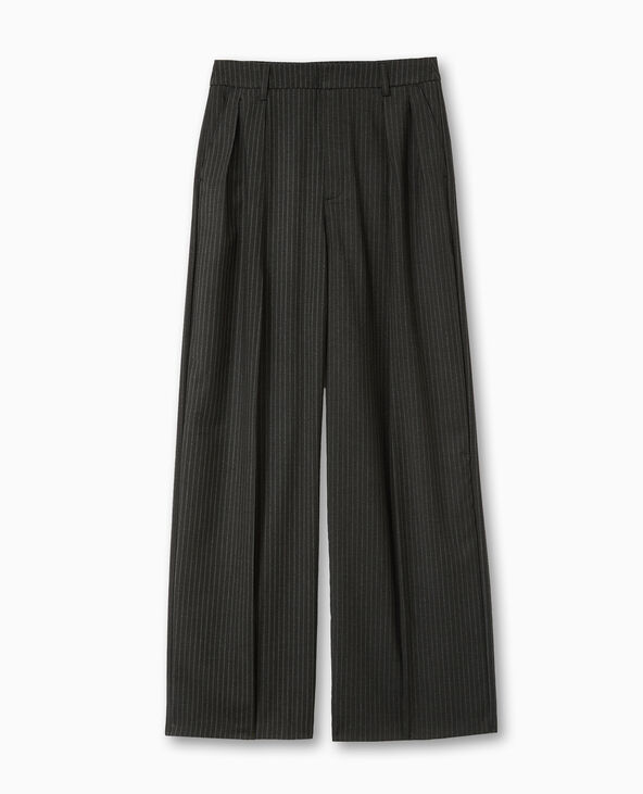 Pantalon city large à rayures avec pinces  gris - Pimkie