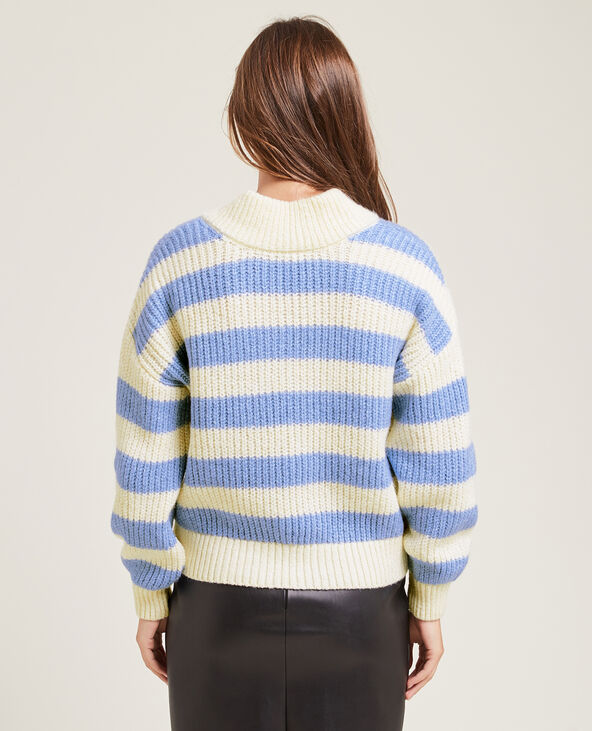 Pull grosse maille col V bleu clair - Pimkie