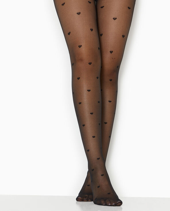 Collants avec petits cœurs noir - Pimkie
