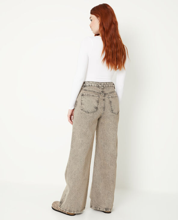 Jean wide taille haute marron chiné - Pimkie